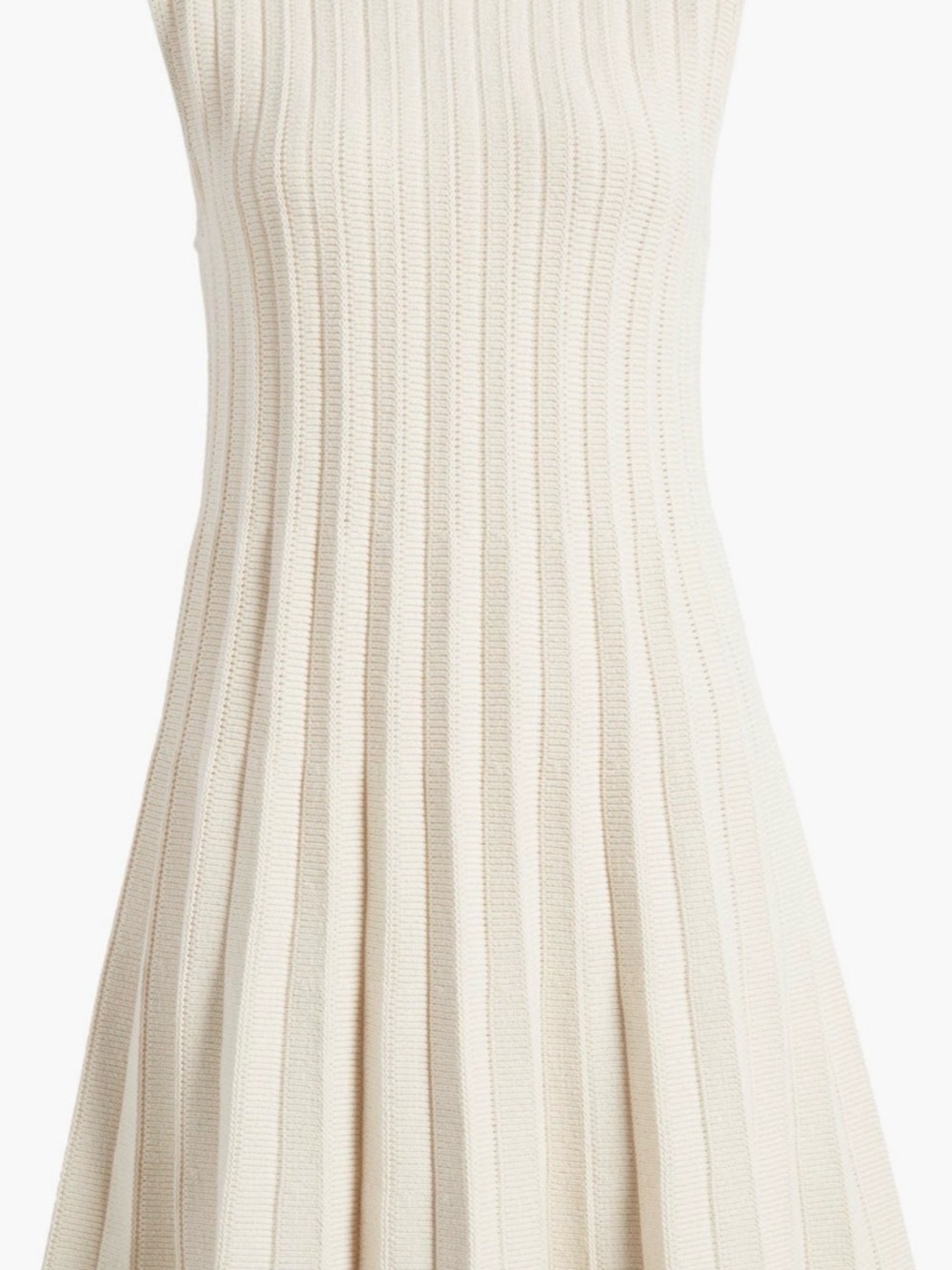 Reformation Ezra Ribbed Knit Flared Dress in Cream